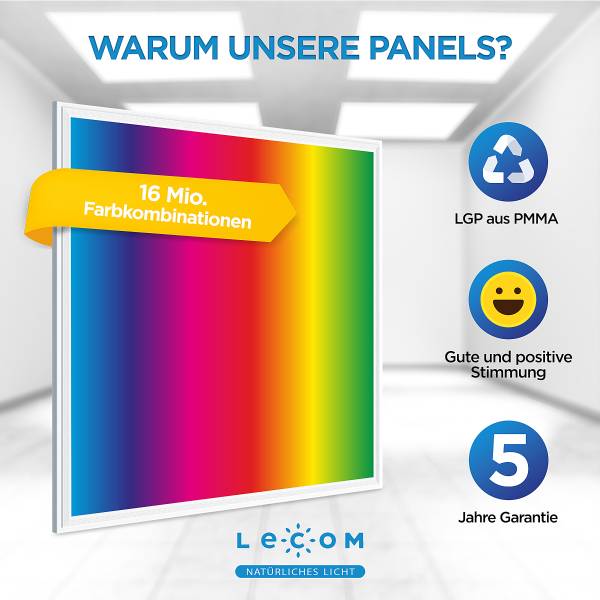 Set 5 pannelli a LED Lecom 12464 62x62 Vetro fumé / Alluminio - 1 punto luce