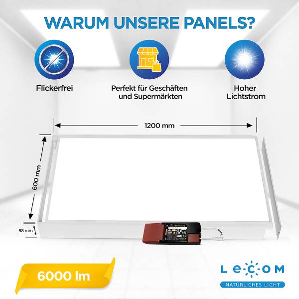 Panneau LED Lecom 10972 120x60 Polypropylène / Aluminium - 1 ampoule