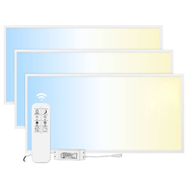Set 3 pannelli a LED Lecom 13225 120x60 Vetro fumé / Alluminio - 1 punto luce