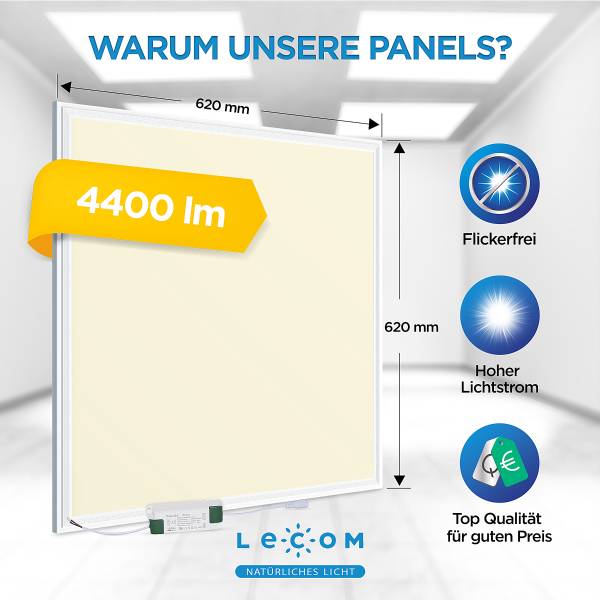 Set 10 pannelli a LED Lecom 12433 62x62 Vetro fumé / Alluminio - 1 punto luce