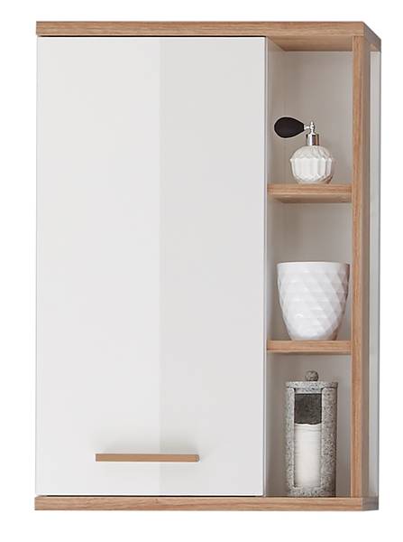 Badset Quickset 923 5-teilig Spiegel Weiß Glanz / Eiche Riviera Eiche