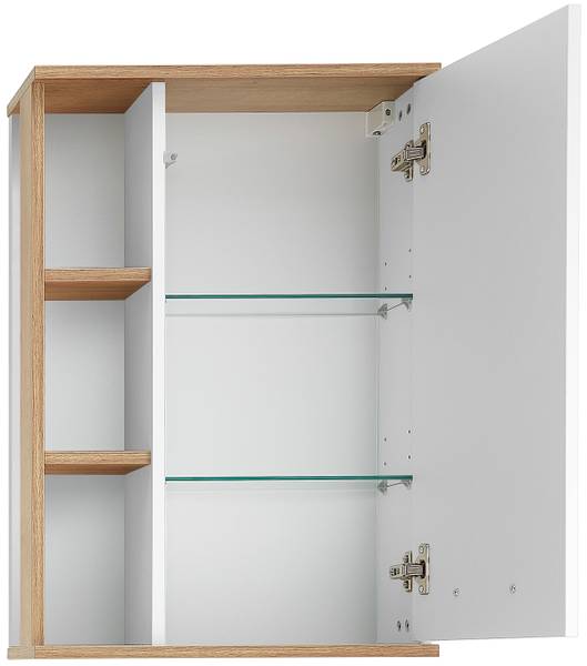 Badset Quickset 923 5-teilig Spiegel Weiß Glanz / Eiche Riviera Eiche