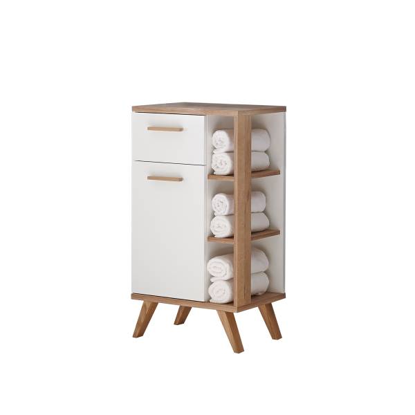 Badset Quickset 923 5-teilig Spiegel Weiß Glanz / Eiche Riviera Eiche