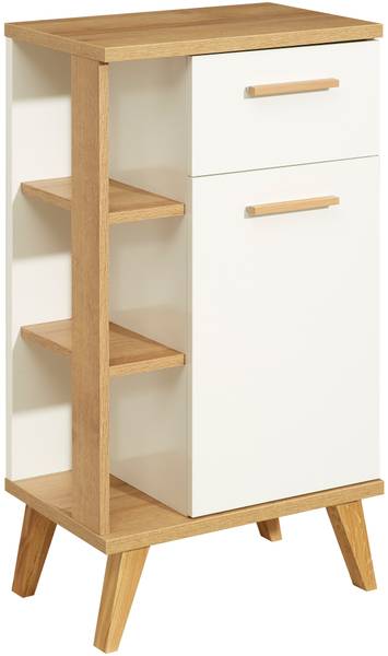 Badset Quickset 923 5-teilig Spiegel Weiß Glanz / Eiche Riviera Eiche