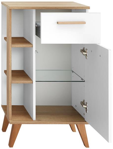 Badset Quickset 923 5-teilig Spiegel Weiß Glanz / Eiche Riviera Eiche