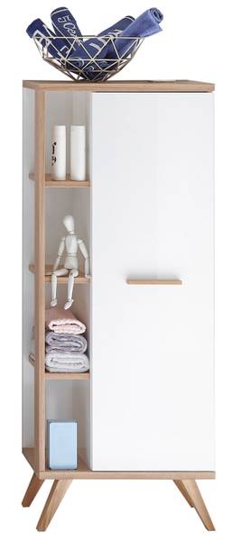 Badset Quickset 923 5-teilig Spiegel Weiß Glanz / Eiche Riviera Eiche