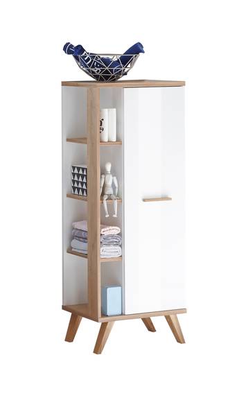 Badset Quickset 923 5-teilig Spiegel Weiß Glanz / Eiche Riviera Eiche