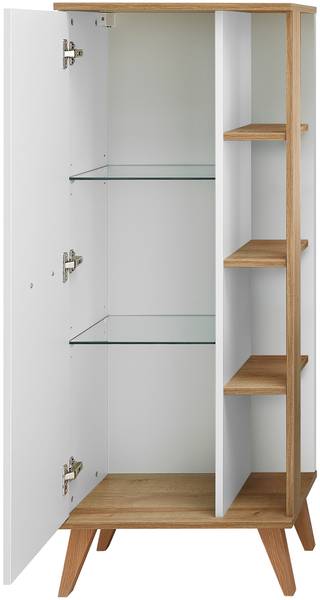 Badset Quickset 923 5-teilig Spiegel Weiß Glanz / Eiche Riviera Eiche