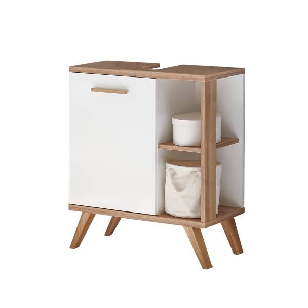 Badset Quickset 923 5-teilig Spiegel Weiß Glanz / Eiche Riviera Eiche