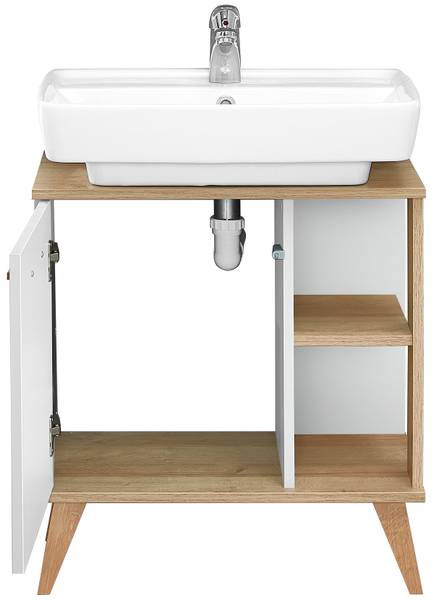 Badset Quickset 923 5-teilig Spiegel Weiß Glanz / Eiche Riviera Eiche