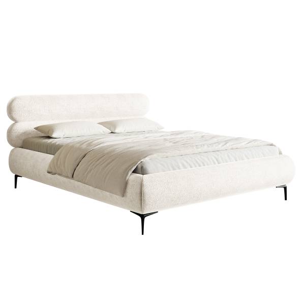 Letto imbottito con contenitore Roule Ciniglia Pelagia: bianco crema - 180 x 200cm - Nero