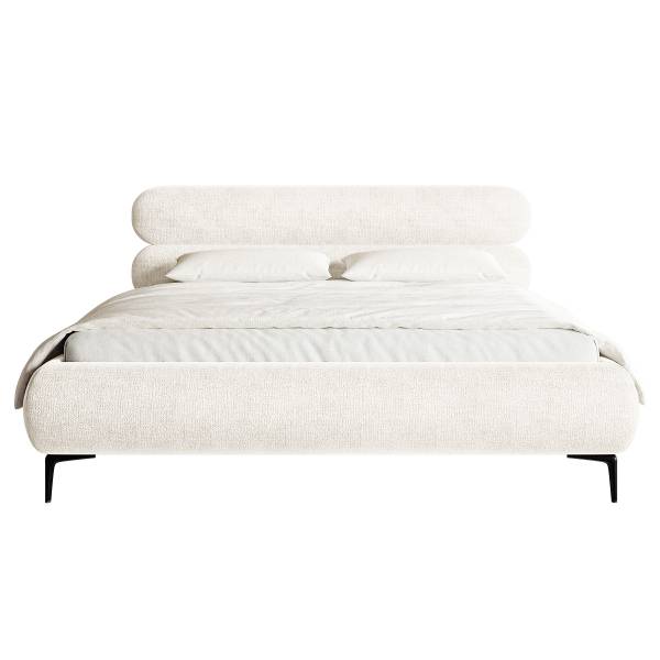 Letto imbottito con contenitore Roule Ciniglia Pelagia: bianco crema - 180 x 200cm - Nero