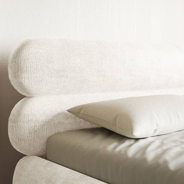 Letto imbottito con contenitore Roule Ciniglia Pelagia: bianco crema - 180 x 200cm - Nero