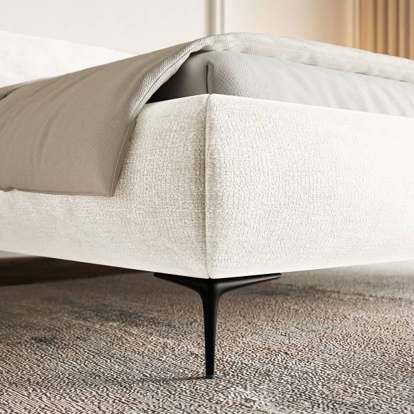 Letto imbottito con contenitore Roule Ciniglia Pelagia: bianco crema - 180 x 200cm - Nero