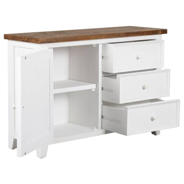 Commode massive Balignton tiroirs Pin / blanc
