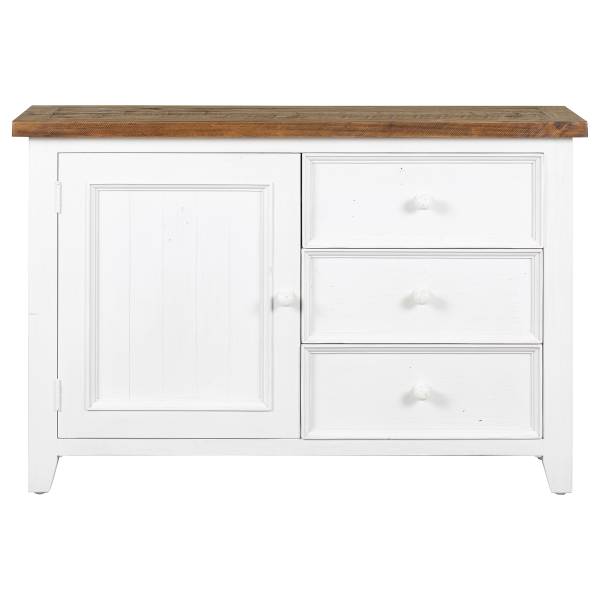Commode massive Balignton tiroirs Pin / blanc