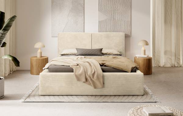 Polsterbett Farese Cordstoff Poppy: Beige  - 140 x 200cm