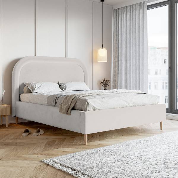 Lit capitonné Loreo Velours Velina: Argenté - 140 x 200cm