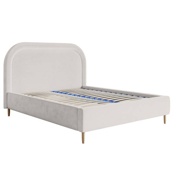 Lit capitonné Loreo Velours Velina: Argenté - 140 x 200cm