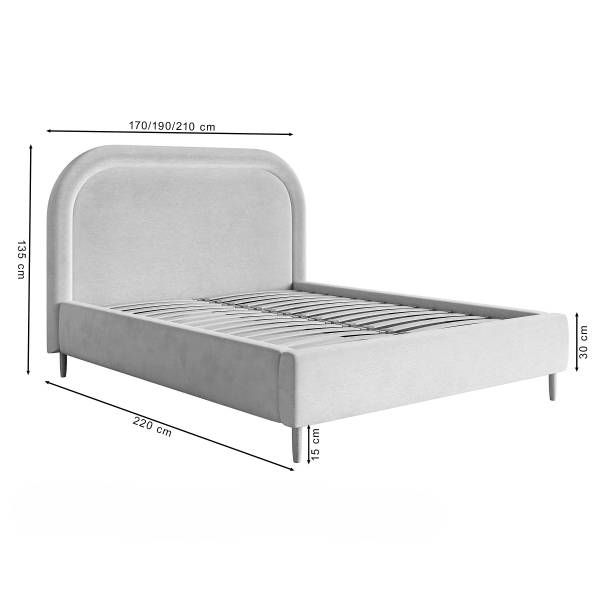 Lit capitonné Loreo Velours Velina: Argenté - 140 x 200cm