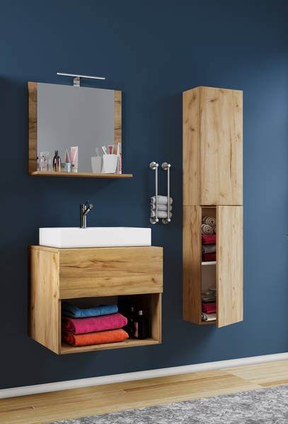 Salle de bain Lendas A- 3 élém 80 cm Imitation chêne