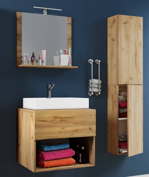 Salle de bain Lendas A- 3 élém 80 cm Imitation chêne