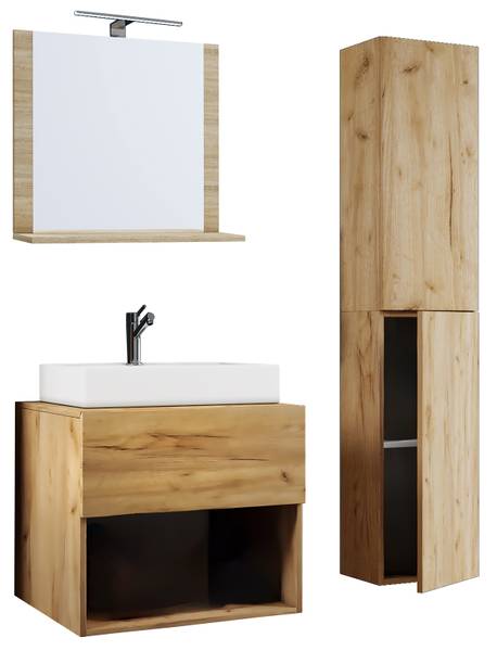 Salle de bain Lendas A- 3 élém 80 cm Imitation chêne
