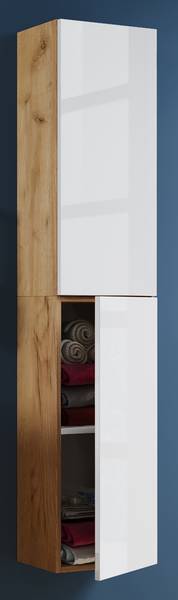 Hochschrank Lendas Eiche Dekor / Weiß