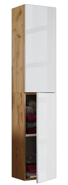 Hochschrank Lendas Eiche Dekor / Weiß