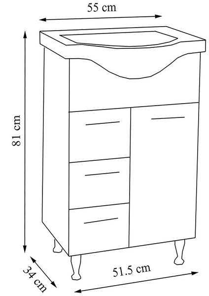 Waschtisch Lisalo 2 Schubladen Weiß
