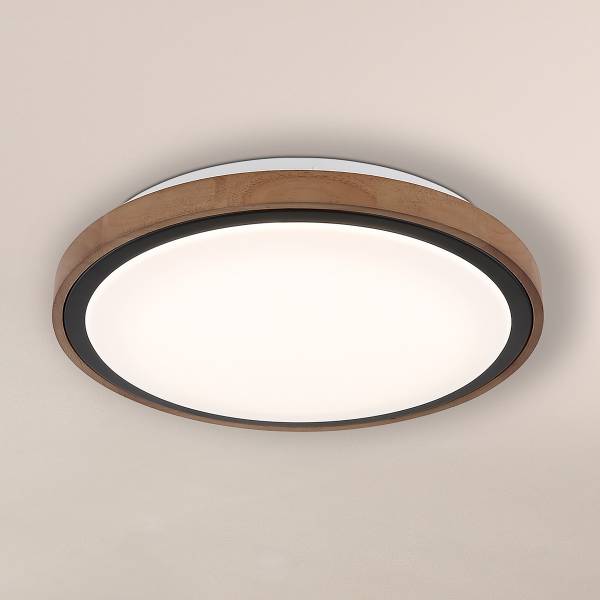 LED-plafondlamp Bruno acrylglas/massief eikenhout - 1-lichts