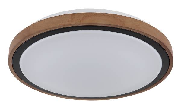 LED-plafondlamp Bruno acrylglas/massief eikenhout - 1-lichts