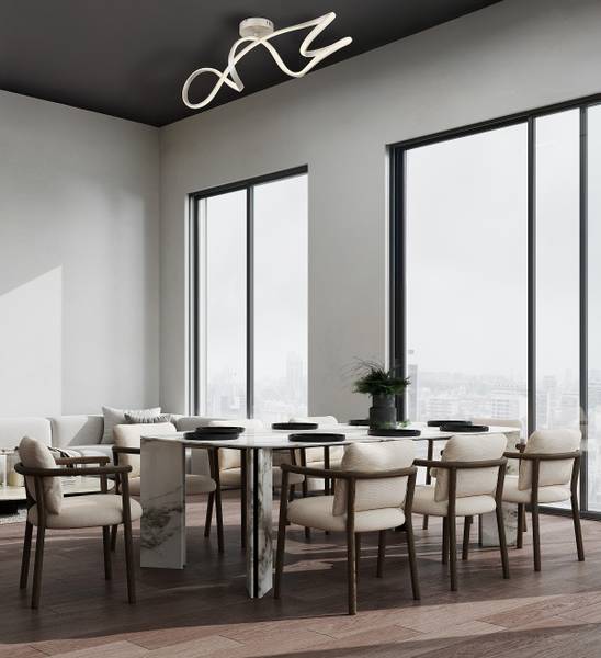 Lampada a soffitto LED Swirl Ferro / Vetro acrilico - 1 punto luce - Argento