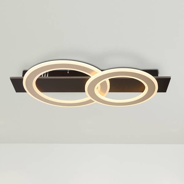 Plafondlamp Jayden met 2 ringen type B acrylglas/ijzer - 1-lichts