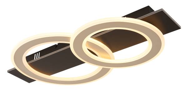 Plafondlamp Jayden met 2 ringen type B acrylglas/ijzer - 1-lichts