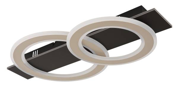 Plafondlamp Jayden met 2 ringen type B acrylglas/ijzer - 1-lichts