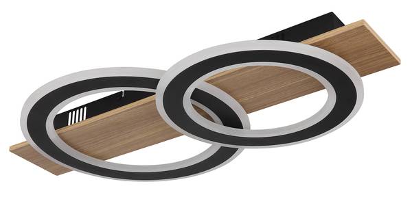 Deckenleuchte Jayden mit 2 Ringen Typ C Acrylglas / Eisen - 1-flammig