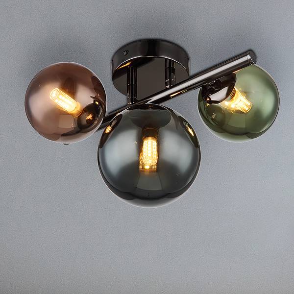 LED-Deckenleuchte Riha Typ H Farbglas / Eisen - 3-flammig