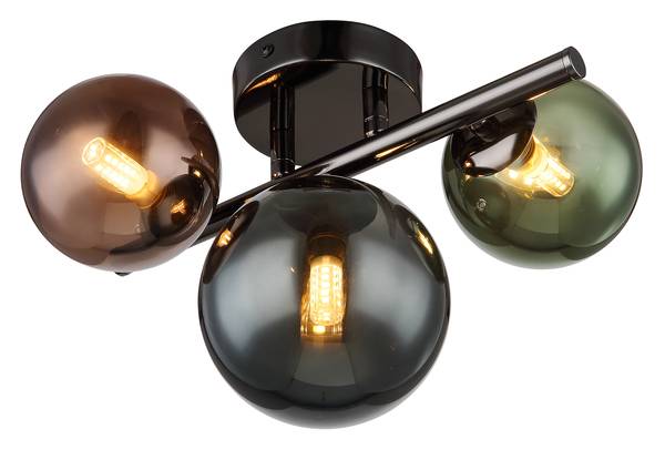 LED-Deckenleuchte Riha Typ H Farbglas / Eisen - 3-flammig