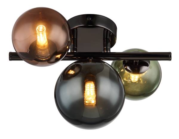 LED-Deckenleuchte Riha Typ H Farbglas / Eisen - 3-flammig