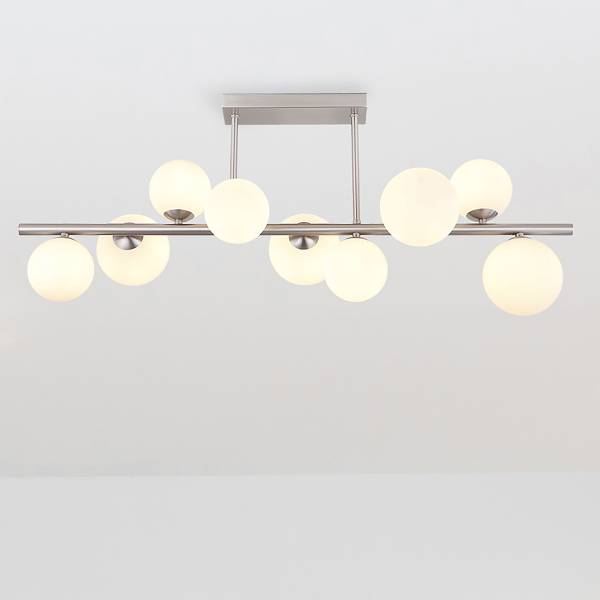 LED-plafondlamp Riha type G opaalglas/ijzer - 9-lichts