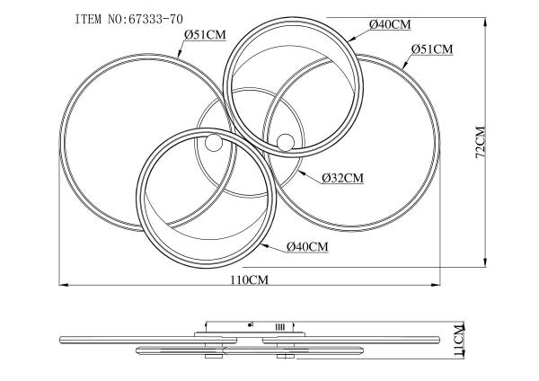 LED-Deckenleuchte Umbra Typ B Aluminium / Acrylglas - 1-flammig