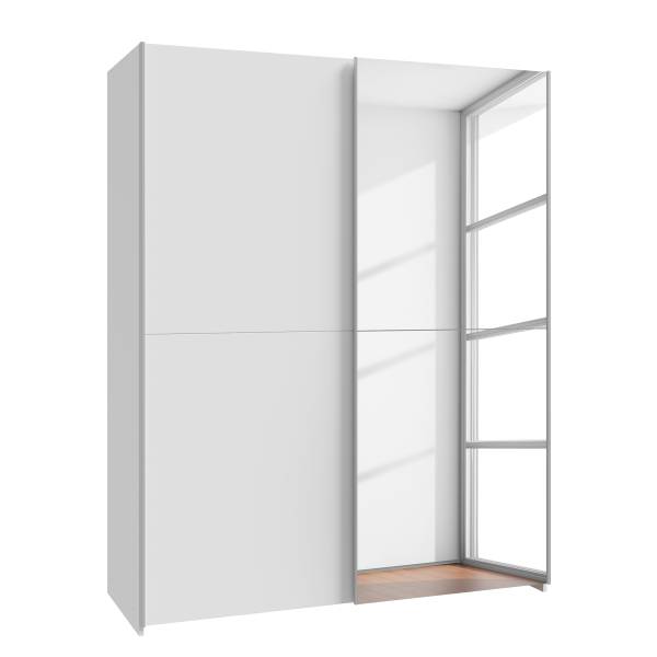 Armadio scorrevole con specchio Louesta Bianco - 150 x 191 cm