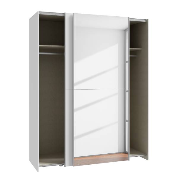Armadio scorrevole con specchio Louesta Bianco - 150 x 191 cm
