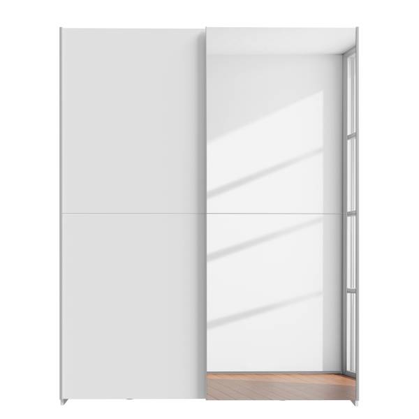 Armadio scorrevole con specchio Louesta Bianco - 150 x 191 cm
