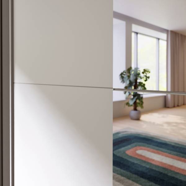 Armadio scorrevole con specchio Louesta Bianco - 150 x 191 cm
