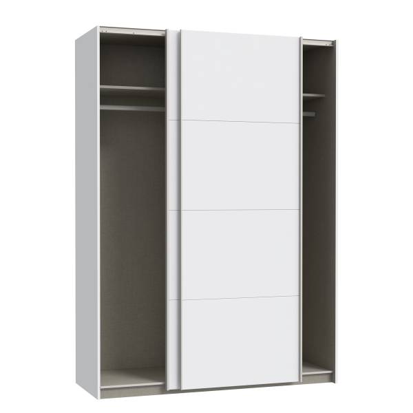 Zweefdeurkast Louesta hoogte 211 cm hoogglans wit/wit - Breedte: 150 cm