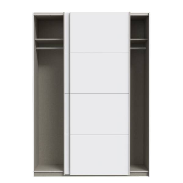 Zweefdeurkast Louesta hoogte 211 cm hoogglans wit/wit - Breedte: 150 cm