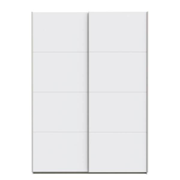 Zweefdeurkast Louesta hoogte 211 cm hoogglans wit/wit - Breedte: 150 cm