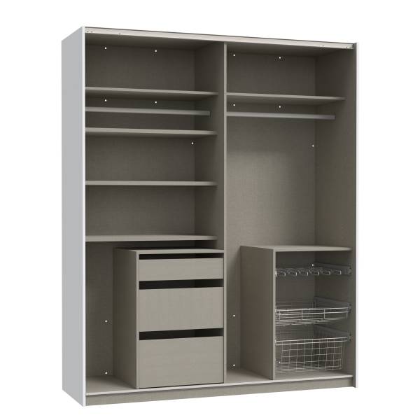 Zweefdeurkast Louesta met spiegel wit - 170 x 211 cm